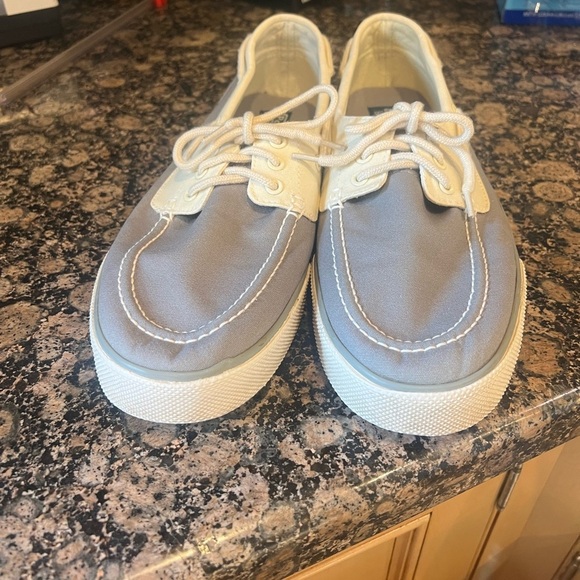 Polo Ralph Lauren canvas boat shoes. 13. Excellent condition. Gray and cream. - Picture 12 of 14